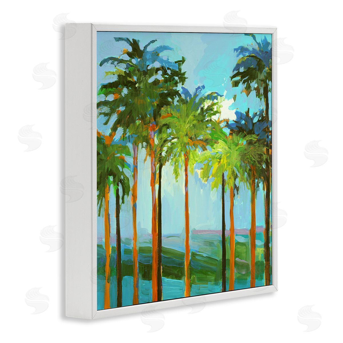 Tall Palms Abstraction White Frame Print Wall Art, Home Decor by Jane Slivka