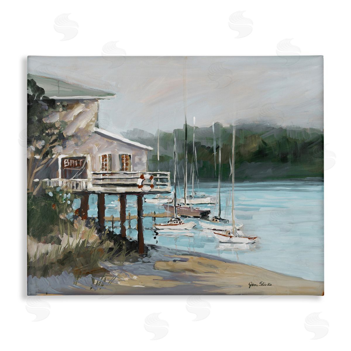 Boat Marina Harbor Canvas Wall Art, Home Decor by Jane Slivka