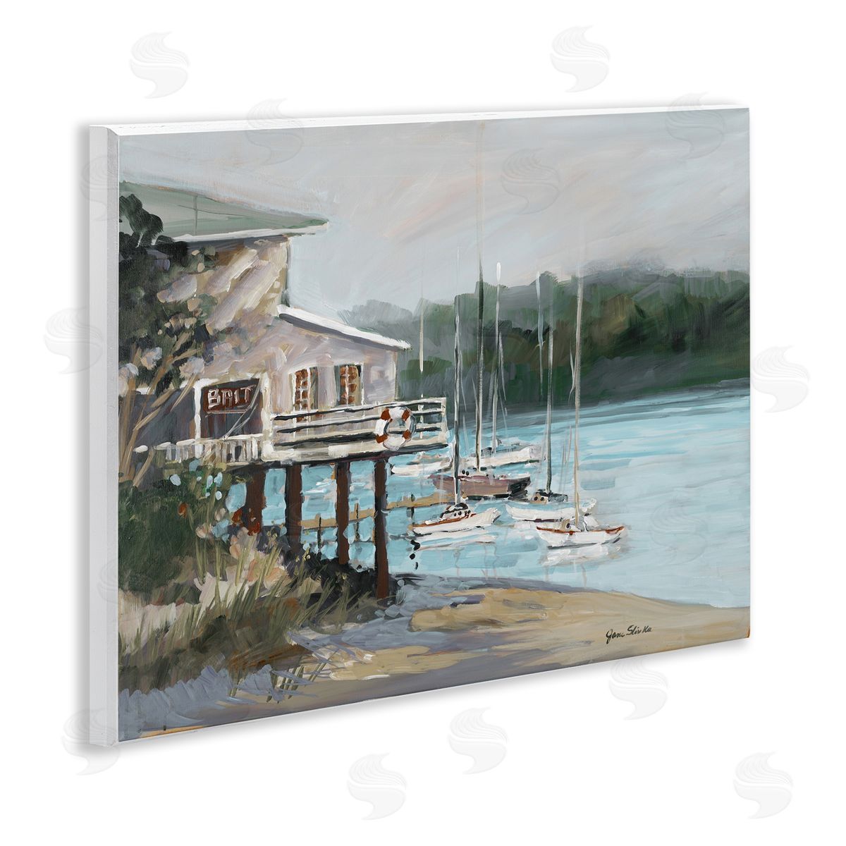 Boat Marina Harbor Wood Plaque Wall Art, Home Decor by Jane Slivka