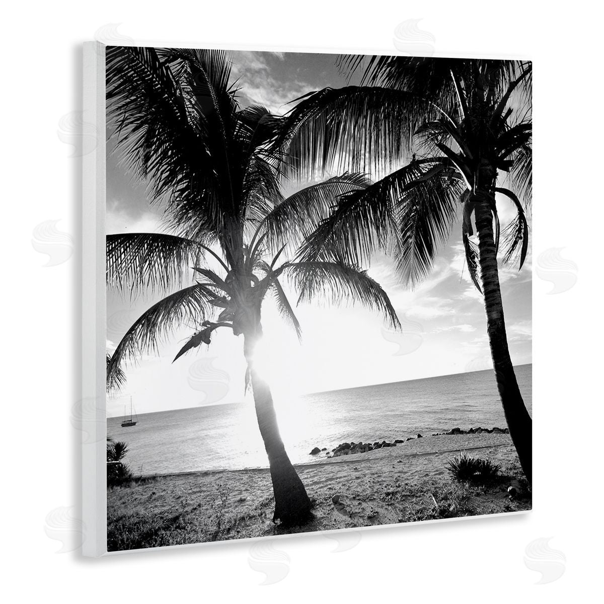 Sunlit Palm Silhouettes Wood Plaque Wall Art, Home Decor by Susan Bryant