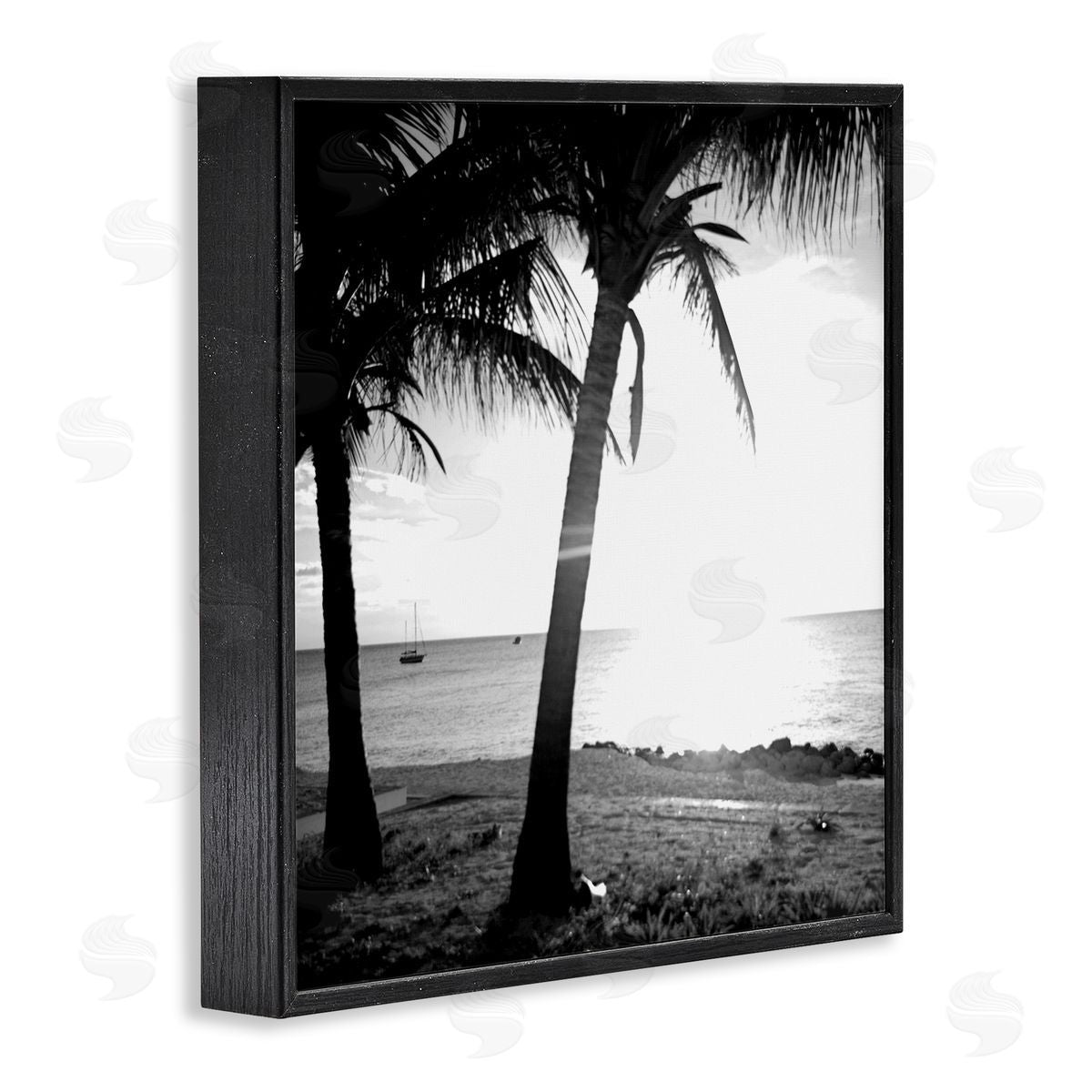 Palm Tree Silhouettes Black Frame Print Wall Art, Home Decor by Susan Bryant