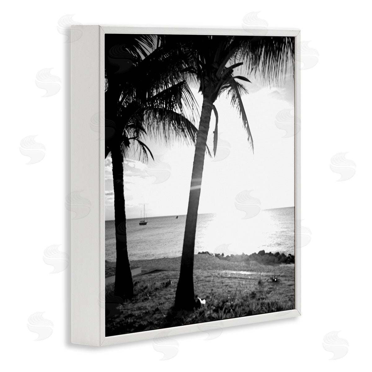 Palm Tree Silhouettes White Frame Print Wall Art, Home Decor by Susan Bryant
