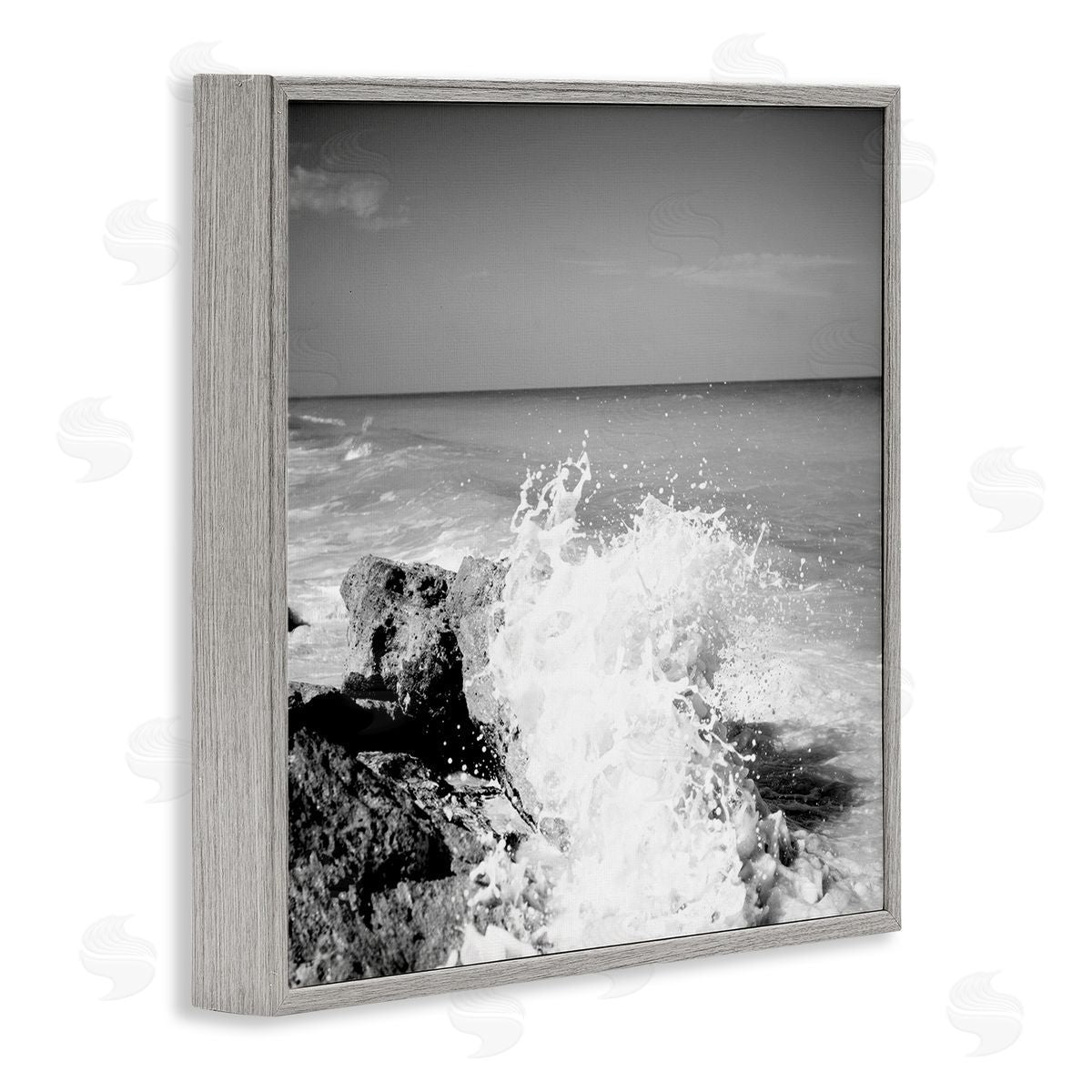 Splashing Rough Waters Grey Frame Print Wall Art, Home Decor by Susan Bryant