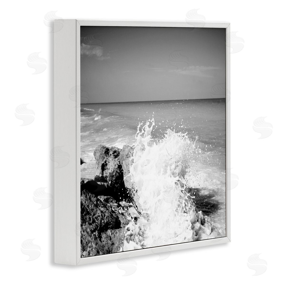 Splashing Rough Waters White Frame Print Wall Art, Home Decor by Susan Bryant