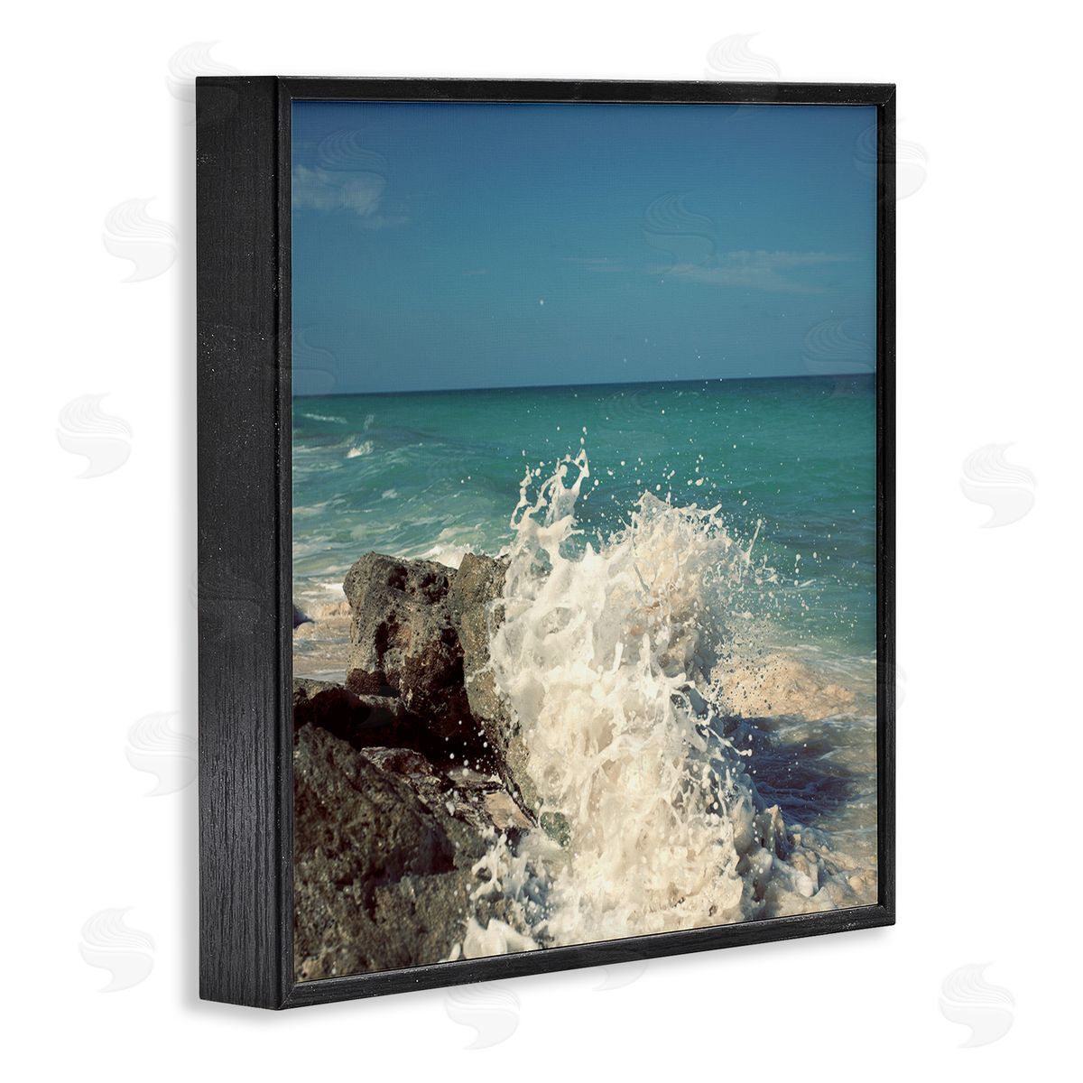 Splashing Beach Spray Black Frame Print Wall Art, Home Decor by Susan Bryant