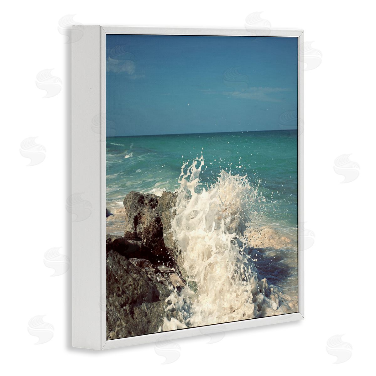 Splashing Beach Spray White Frame Print Wall Art, Home Decor by Susan Bryant