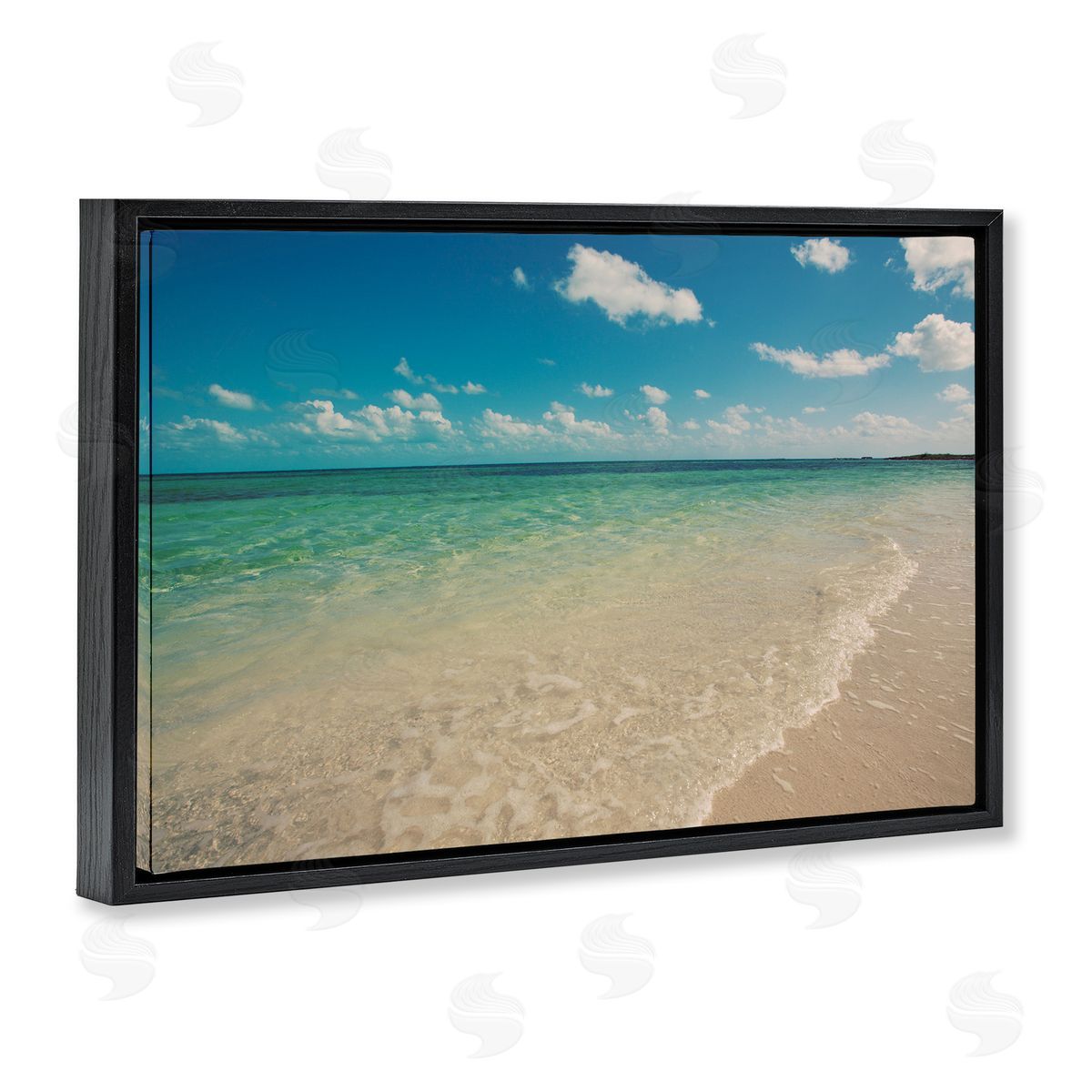 Tranquil Coast Shore Black Floating Frame Canvas Wall Art, Home Decor by Susan Bryant
