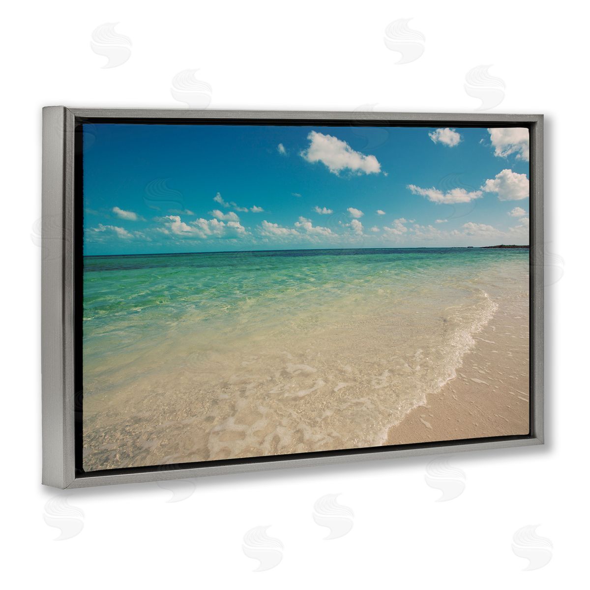 Tranquil Coast Shore Grey Floating Frame Canvas Wall Art, Home Decor by Susan Bryant