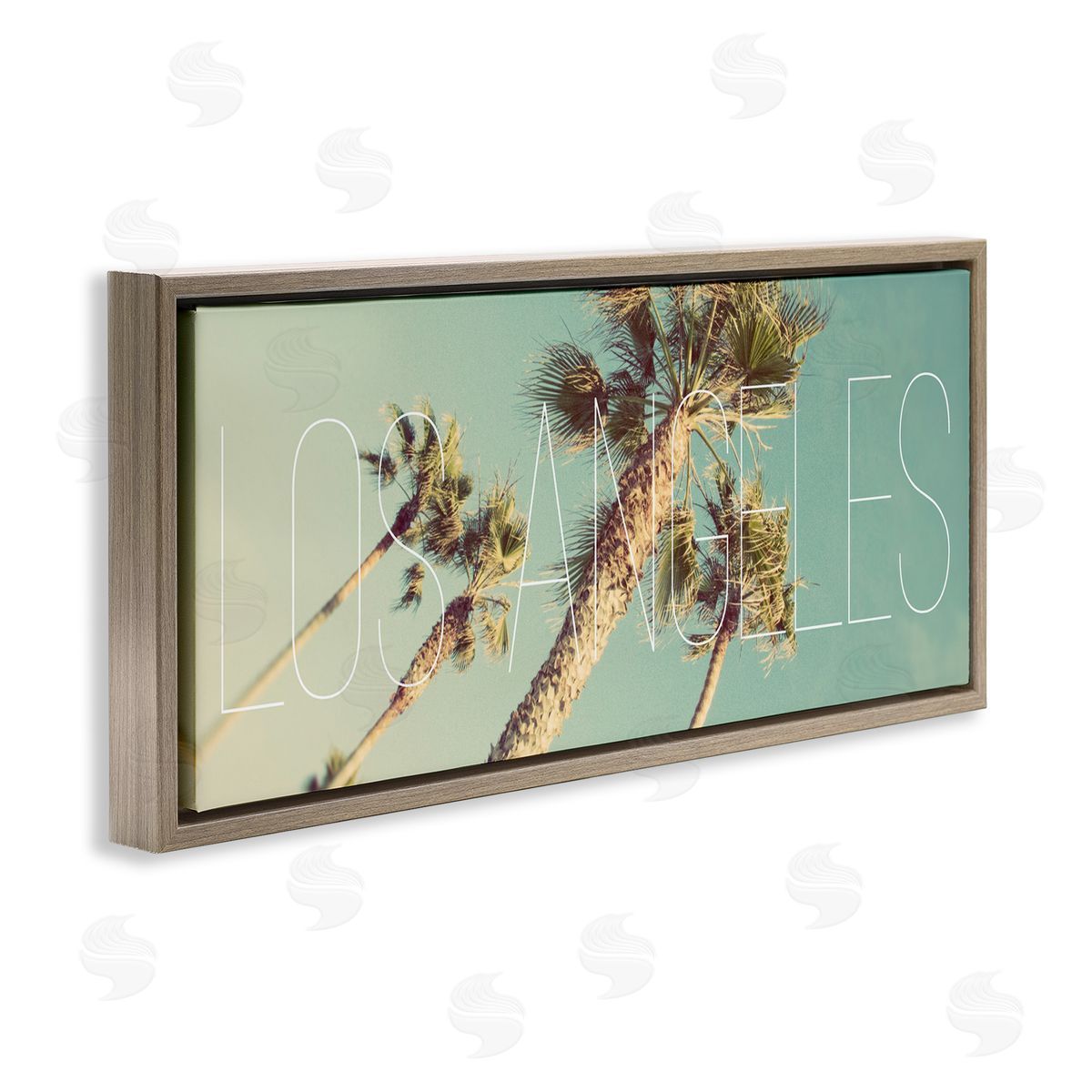 Los Angeles Palms Brown Floating Frame Canvas Wall Art, Home Decor by Emily Navas