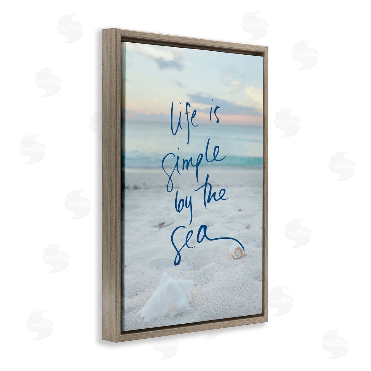 Simple By The Sea Brown Floating Frame Canvas Wall Art, Home Decor by Susan Bryant