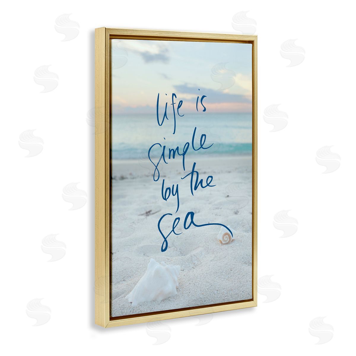 Simple By The Sea Gold Floating Frame Canvas Wall Art, Home Decor by Susan Bryant