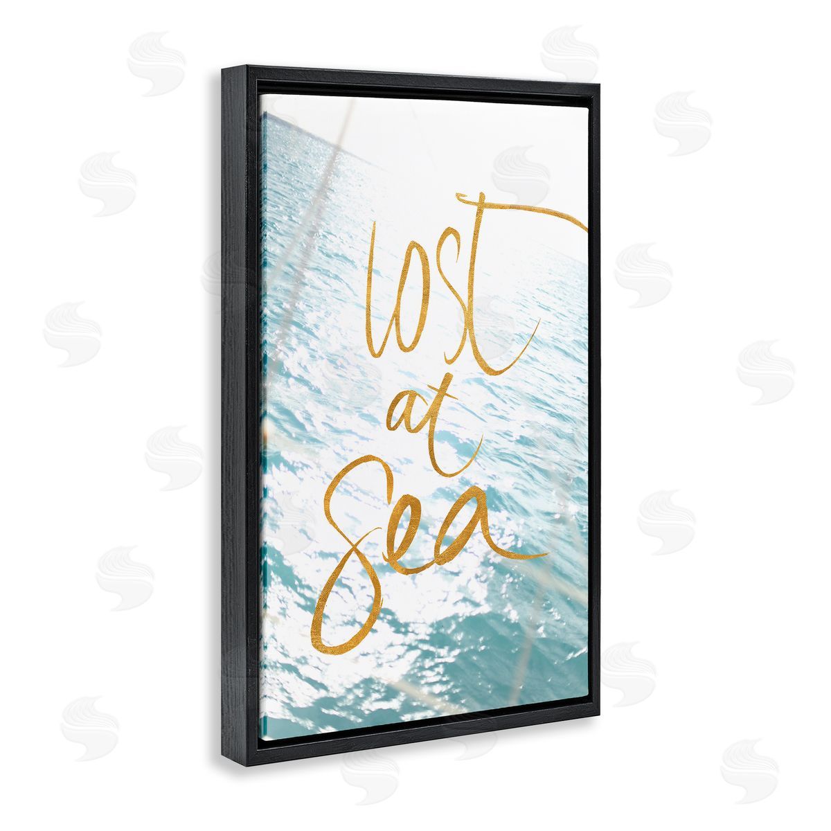 Lost At Sea Phrase Black Floating Frame Canvas Wall Art, Home Decor by Susan Bryant