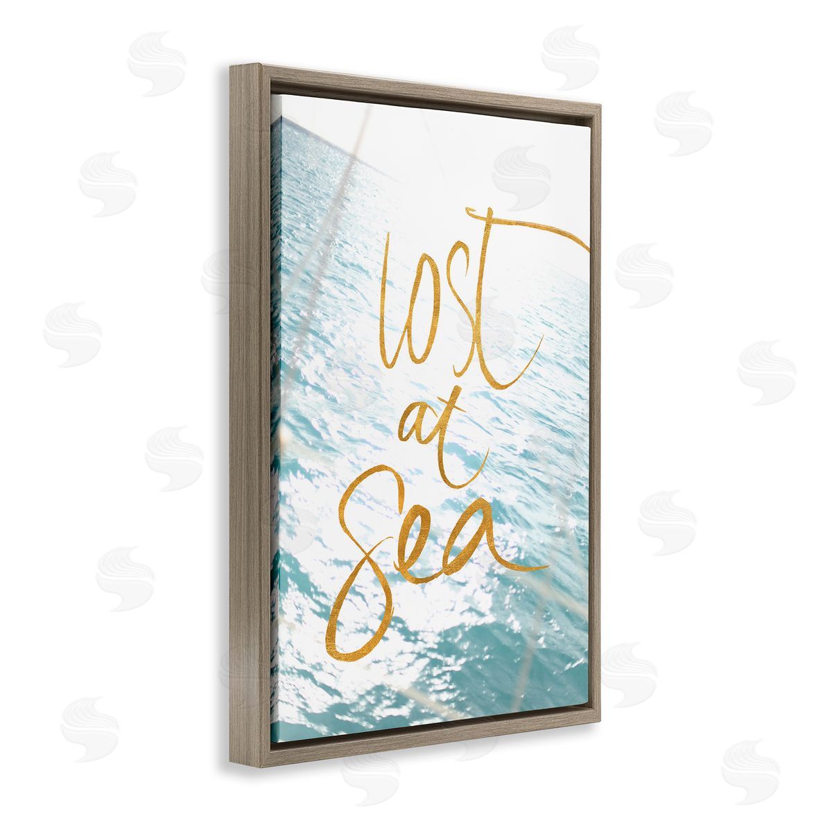 Lost At Sea Phrase Brown Floating Frame Canvas Wall Art, Home Decor by Susan Bryant