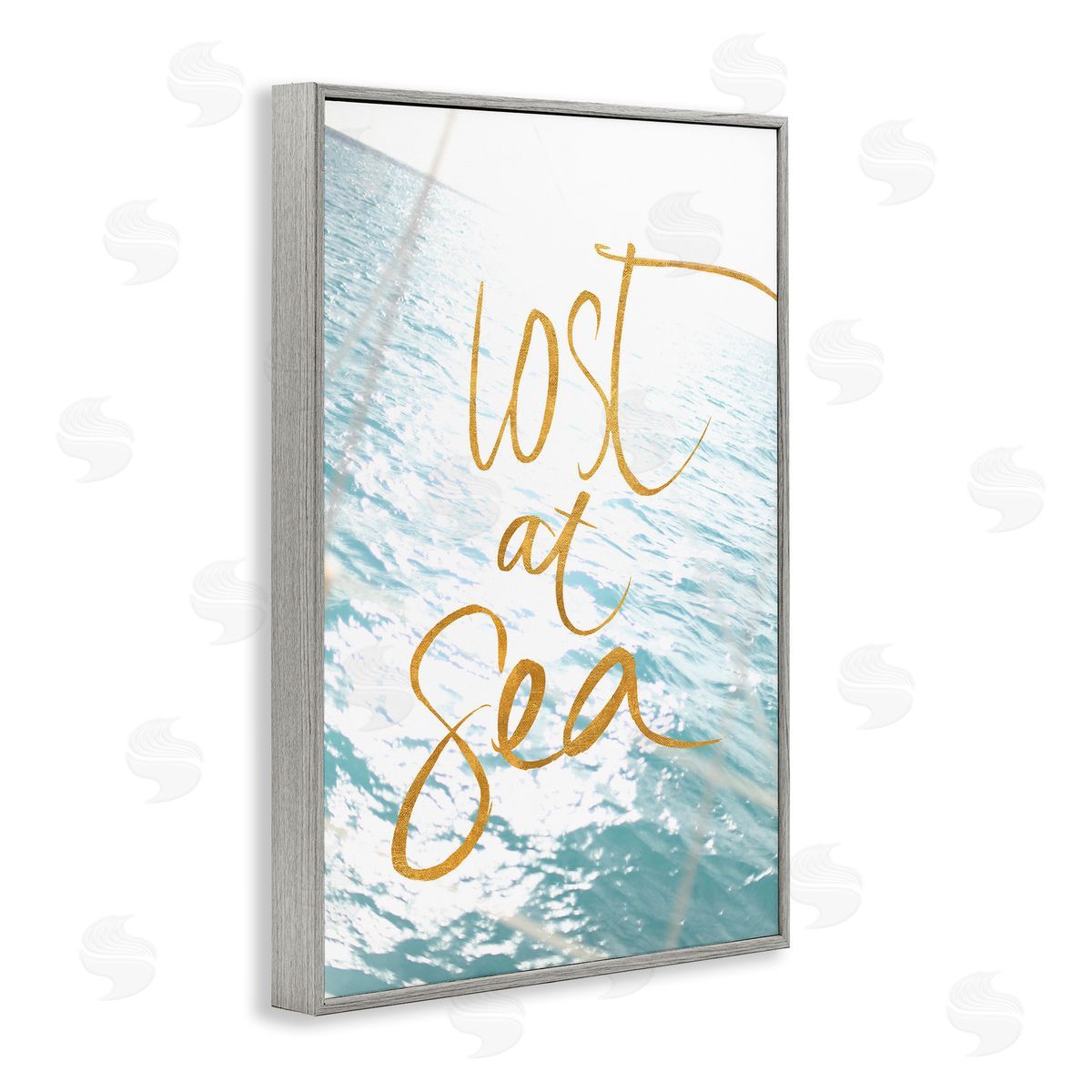 Lost At Sea Phrase Grey Frame Print Wall Art, Home Decor by Susan Bryant