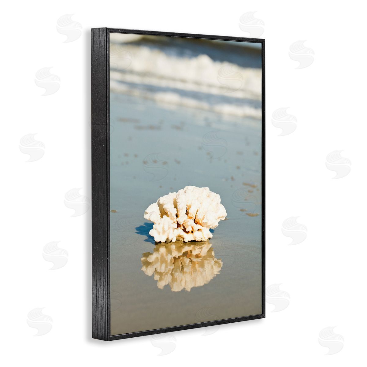 Coral on Sea Shore Black Frame Print Wall Art, Home Decor by Susan Bryant