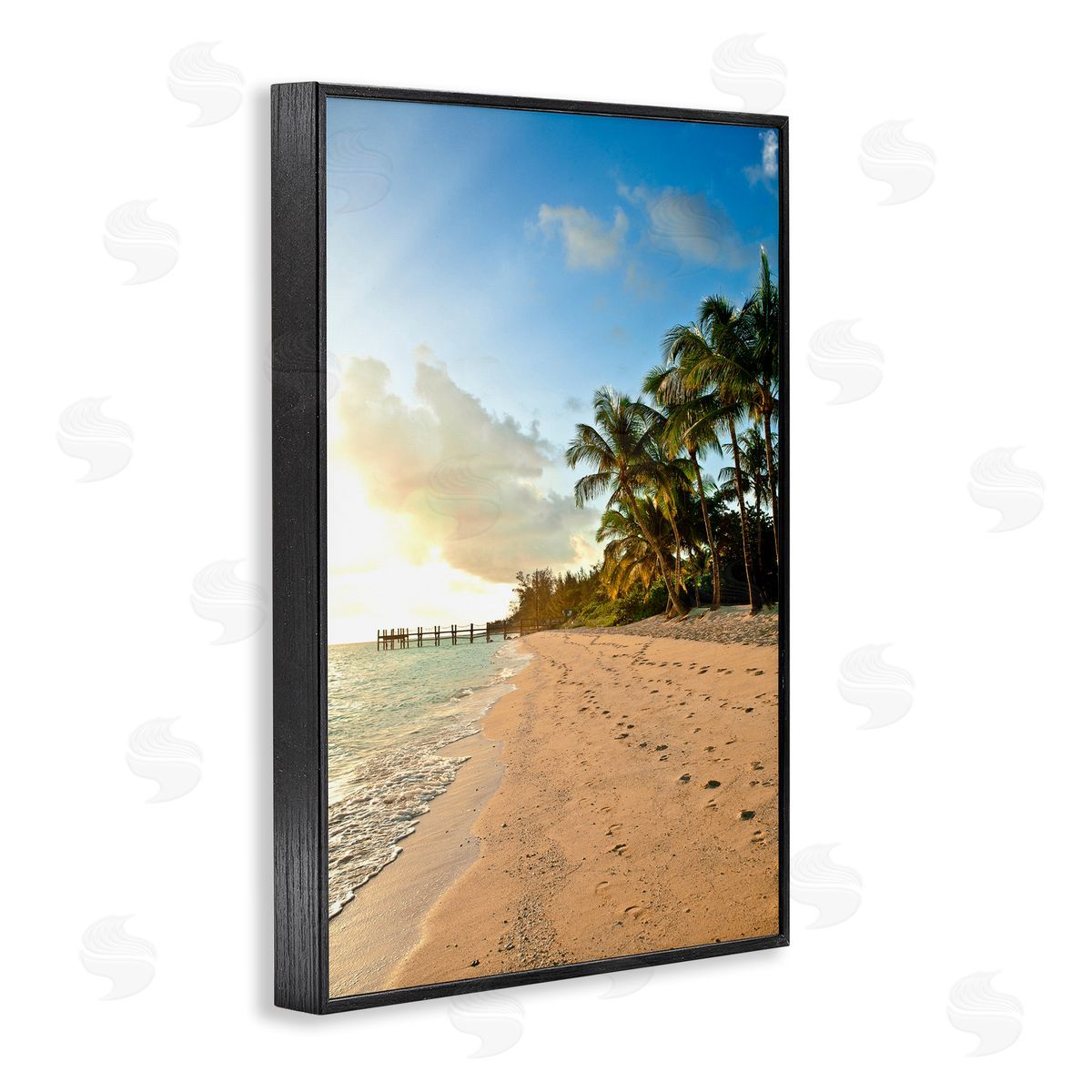 Sandy Footprints Shore Black Frame Print Wall Art, Home Decor by Susan Bryant