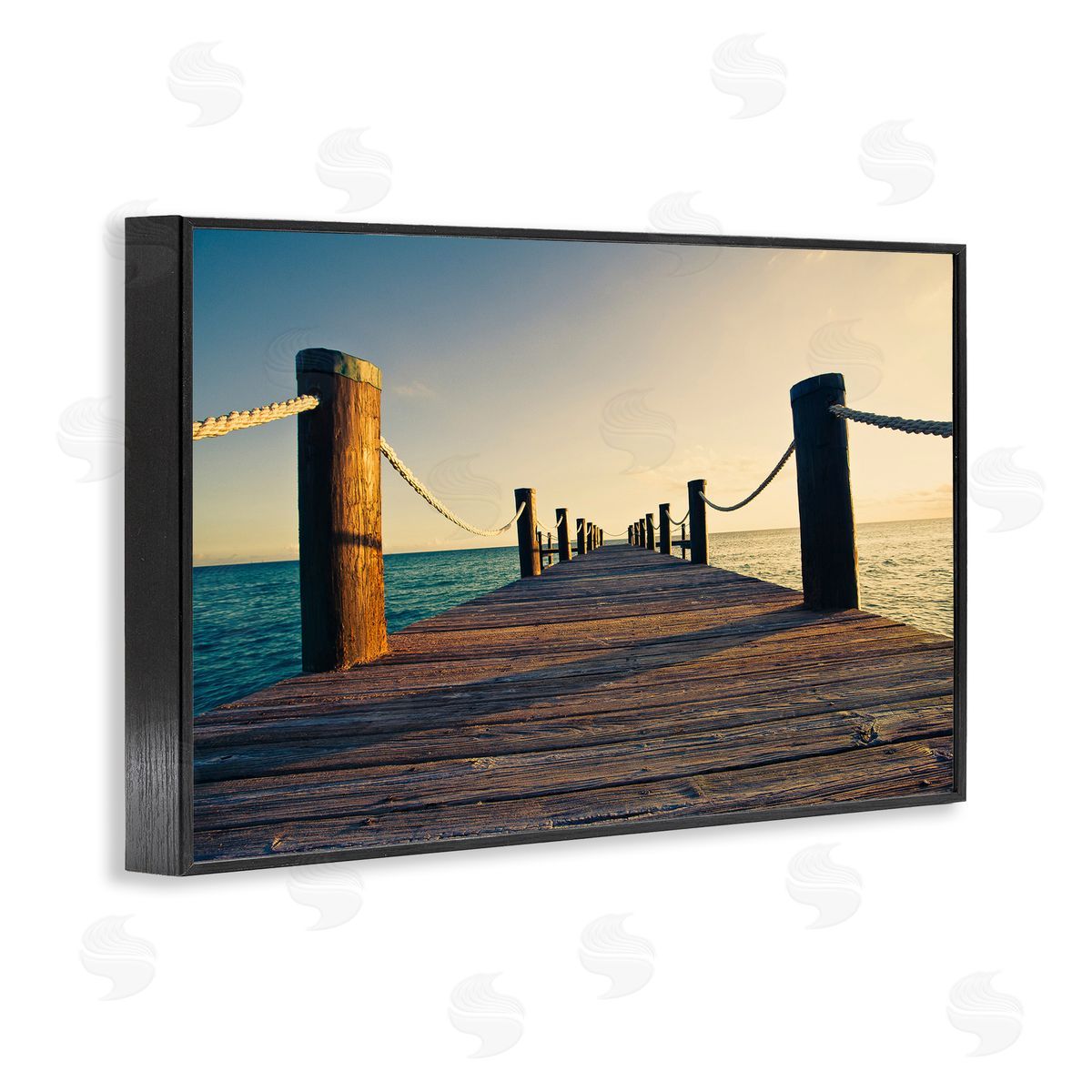 Summer Coastal Dock Black Frame Print Wall Art, Home Decor by Susan Bryant