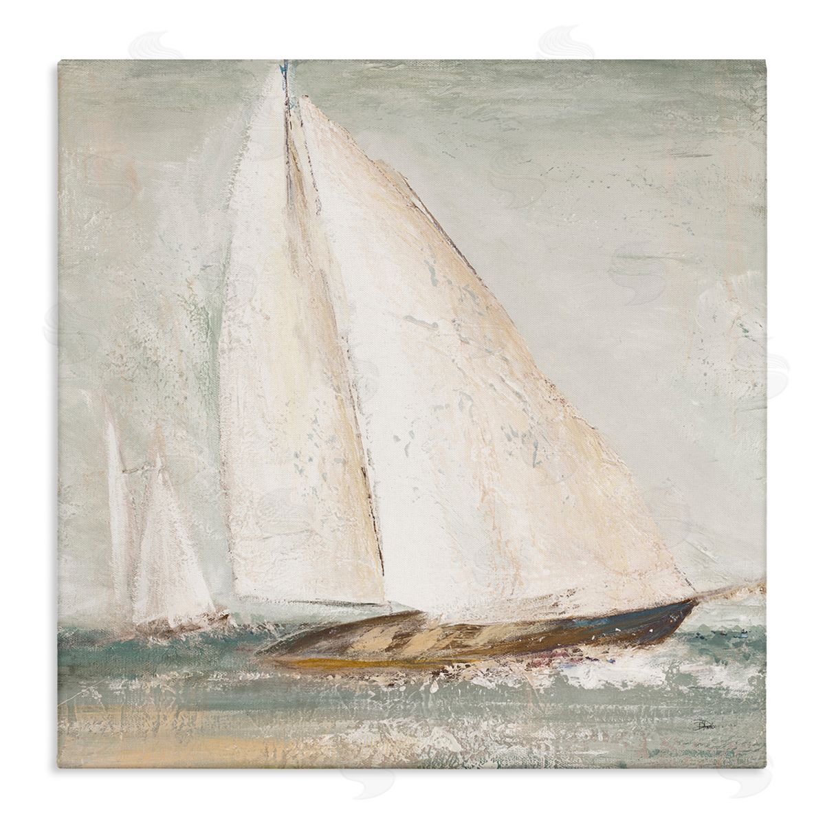 Vintage Splashing Sailboat Canvas Wall Art, Home Decor by Patricia Pinto