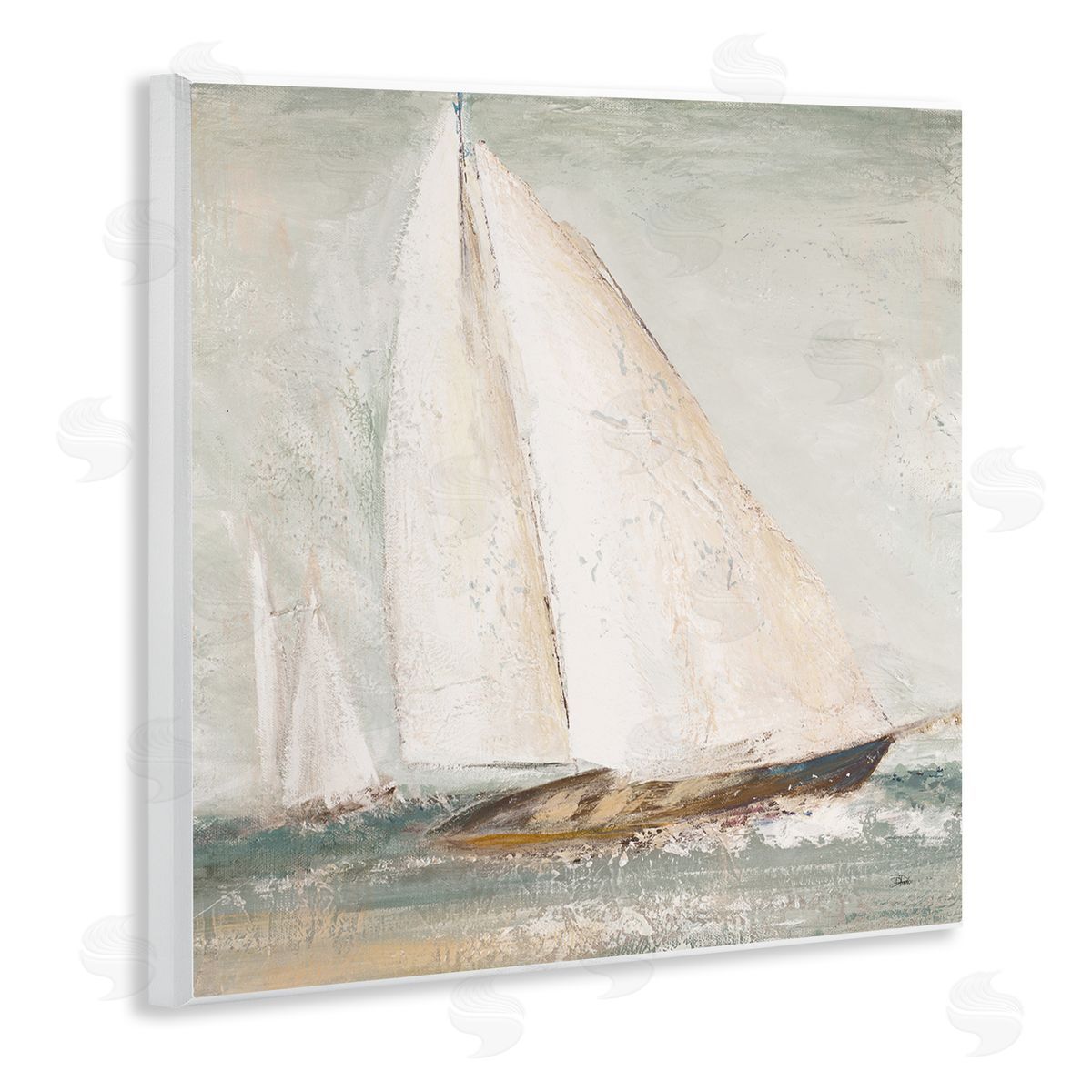 Vintage Splashing Sailboat Wood Plaque Wall Art, Home Decor by Patricia Pinto