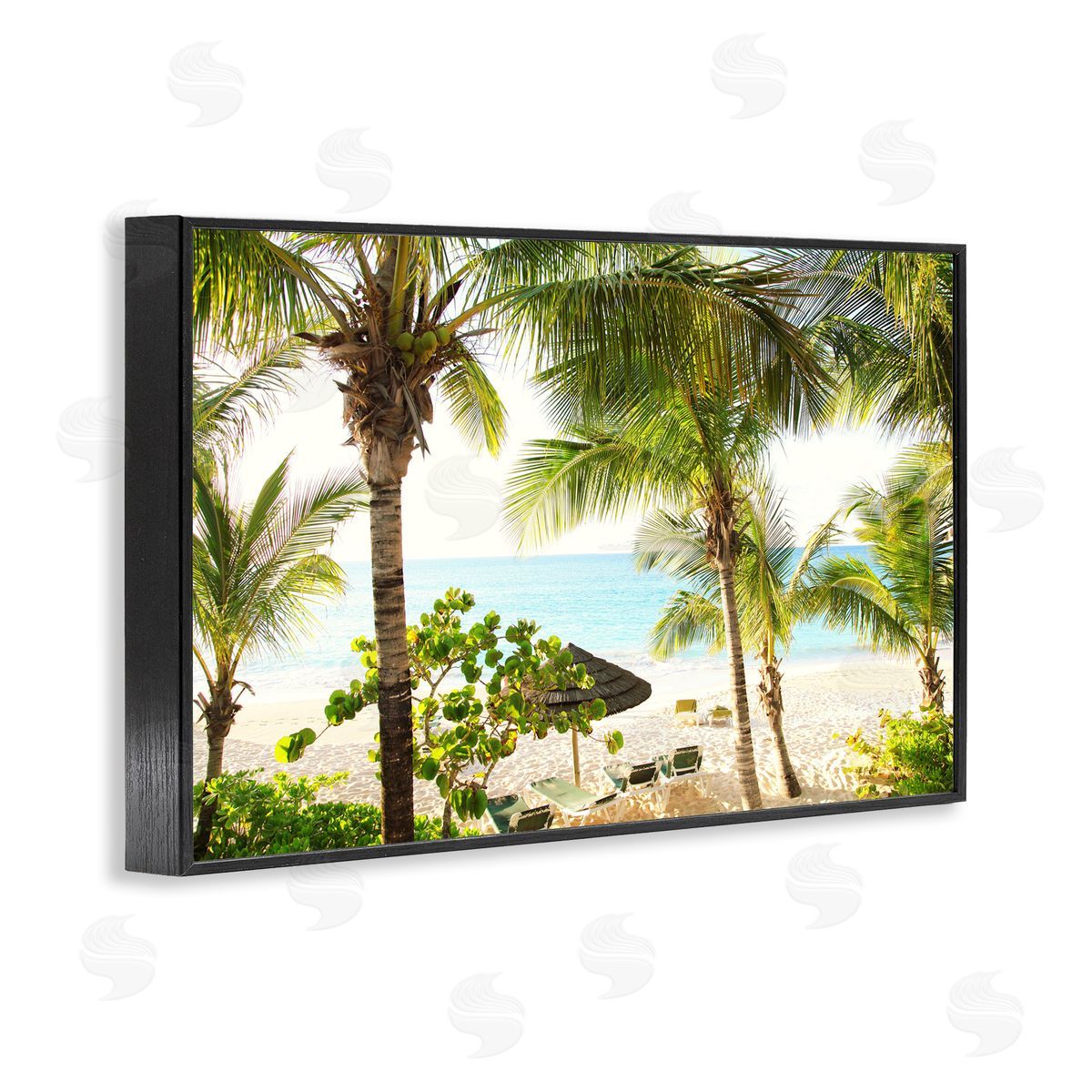 Tropical Beach Resort Black Frame Print Wall Art, Home Decor by Susan Bryant