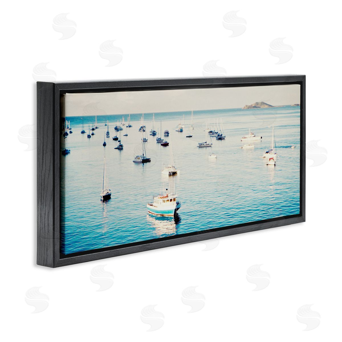 Boat Fleet Marina Black Floating Frame Canvas Wall Art, Home Decor by Jairo Rodriguez