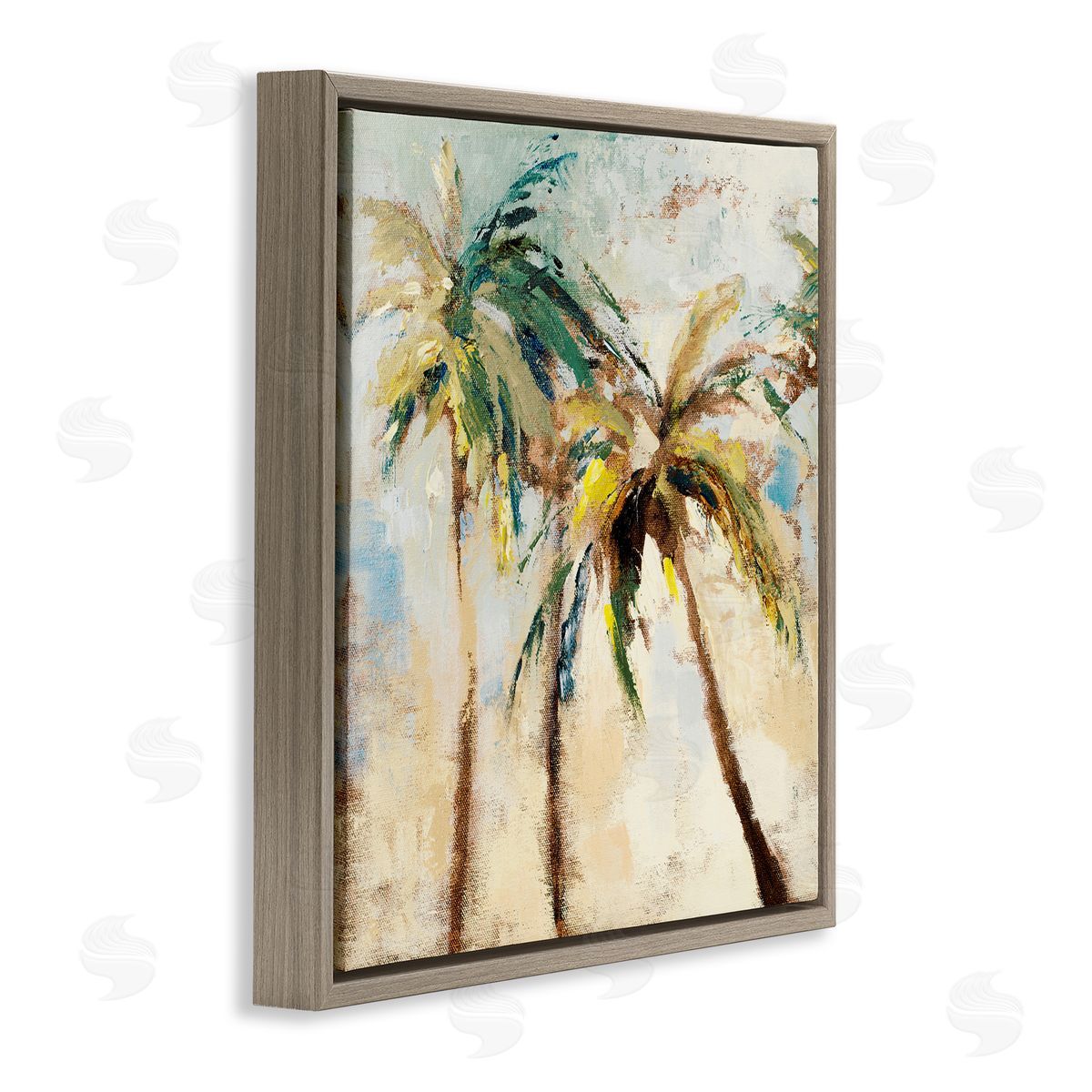 Tall Palm Trees Abstract Brown Floating Frame Canvas Wall Art, Home Decor by Lanie Loreth