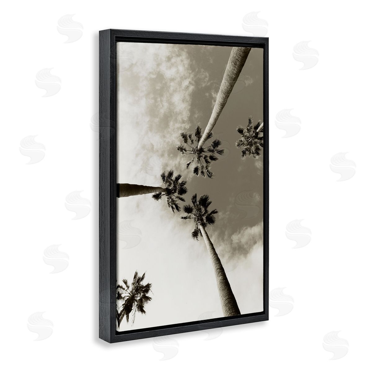 Centric Palm Trees Black Floating Frame Canvas Wall Art, Home Decor by Wil Stewart