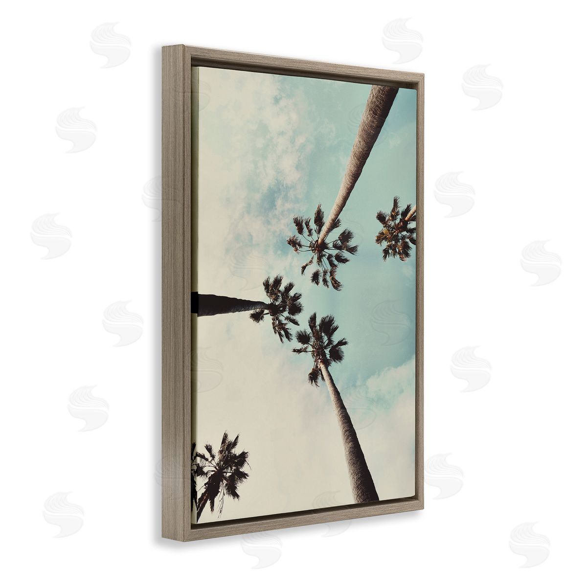 Centric Tropical Palms Brown Floating Frame Canvas Wall Art, Home Decor by Wil Stewart