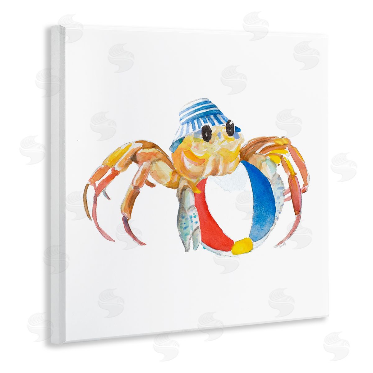 Beach Ball Crab Wood Plaque Wall Art, Home Decor by Lanie Loreth