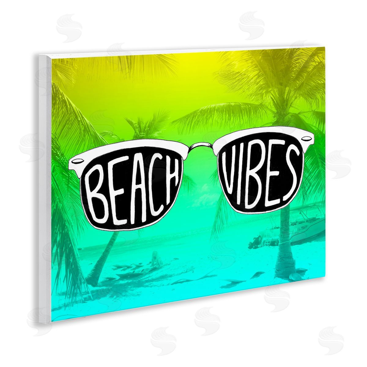 Beach Vibes Sunglasses Wood Plaque Wall Art, Home Decor by Emily Navas