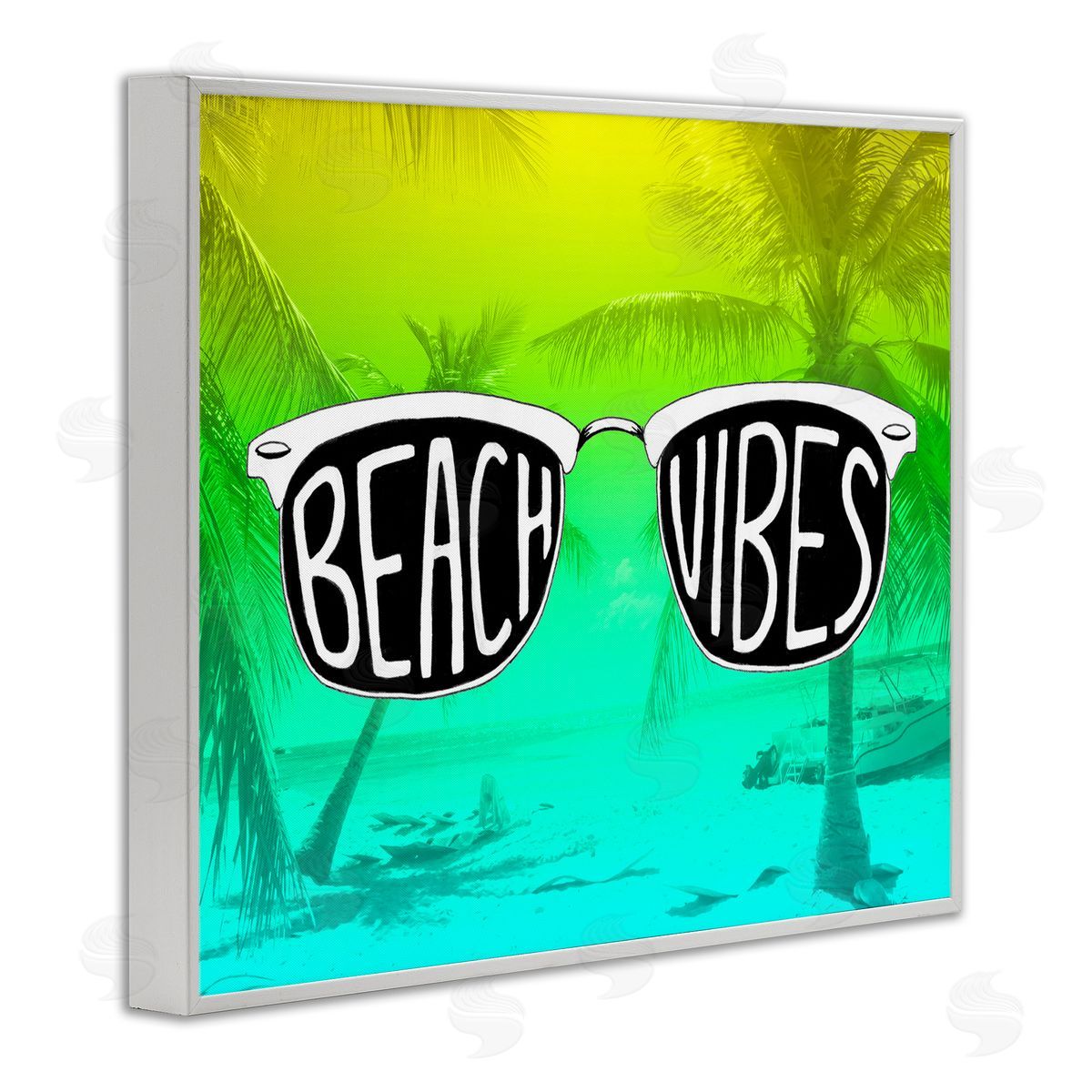 Beach Vibes Sunglasses White Frame Print Wall Art, Home Decor by Emily Navas