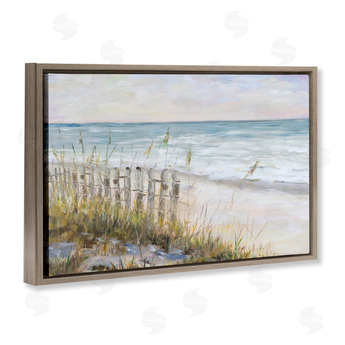 Beach Tide Pools Brown Floating Frame Canvas Wall Art, Home Decor by Julie DeRice