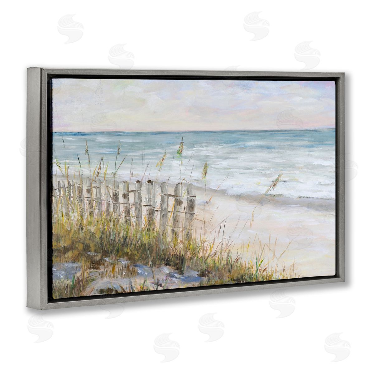 Beach Tide Pools Grey Floating Frame Canvas Wall Art, Home Decor by Julie DeRice