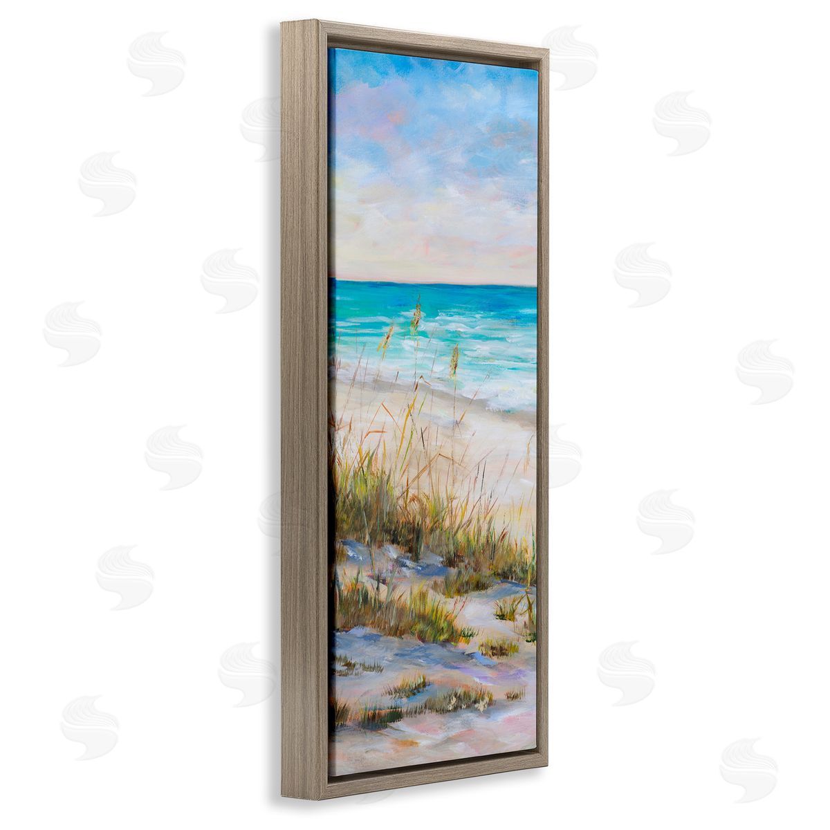 Peaceful Beach Reeds Brown Floating Frame Canvas Wall Art, Home Decor by Julie DeRice