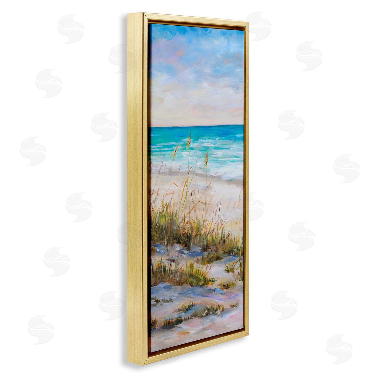 Peaceful Beach Reeds Gold Floating Frame Canvas Wall Art, Home Decor by Julie DeRice