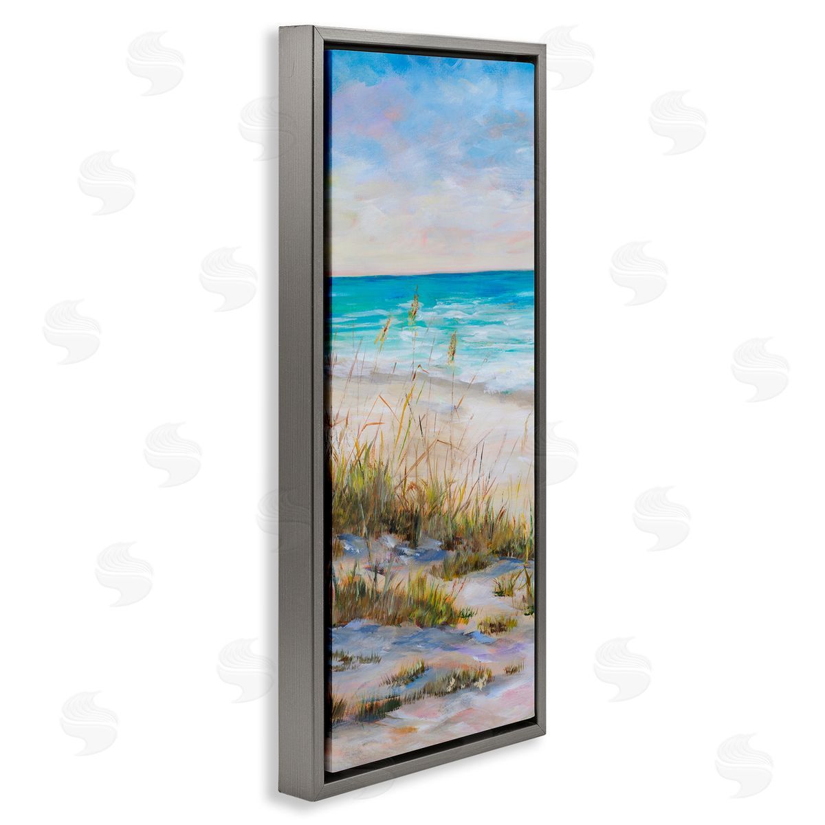 Peaceful Beach Reeds Grey Floating Frame Canvas Wall Art, Home Decor by Julie DeRice