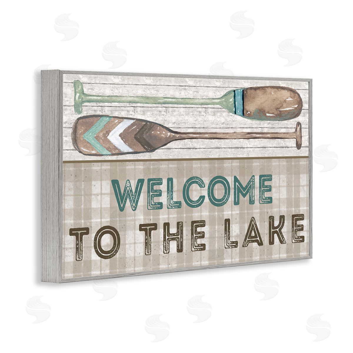 Rustic Welcome Lake Oars Grey Frame Print Wall Art, Home Decor by Elizabeth Medley