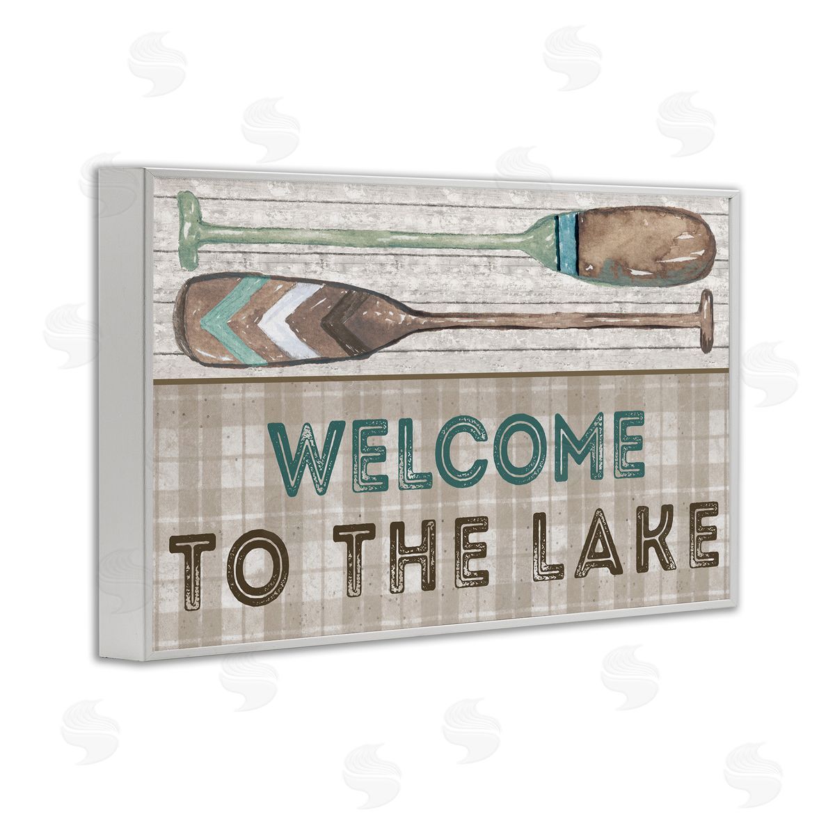 Rustic Welcome Lake Oars White Frame Print Wall Art, Home Decor by Elizabeth Medley