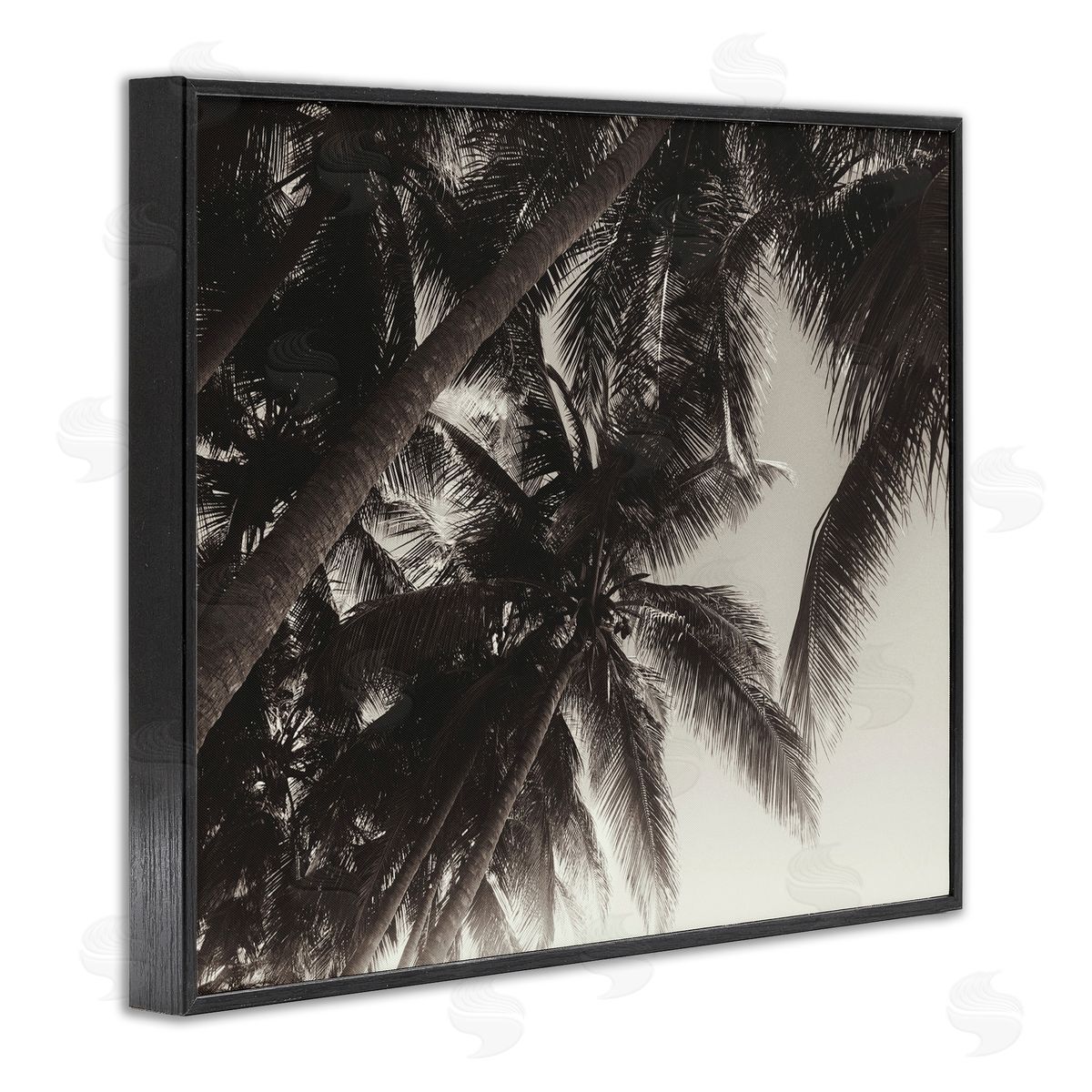Dark Palm Leaves Black Frame Print Wall Art, Home Decor by Acosta