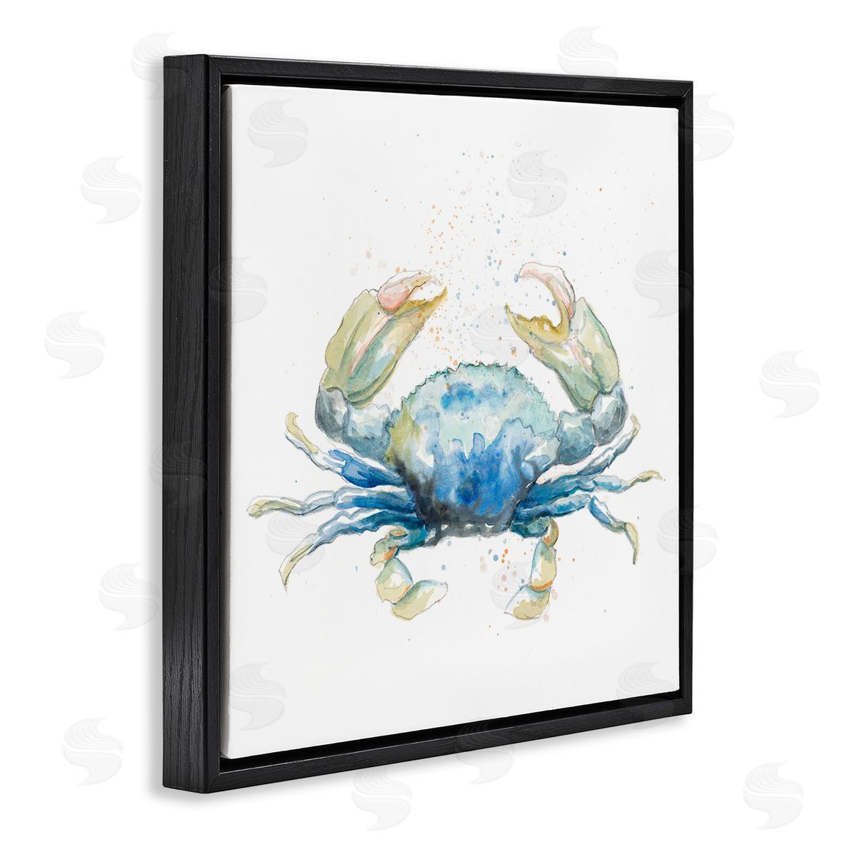 Modern Speckled Crab Black Floating Frame Canvas Wall Art, Home Decor by Patricia Pinto