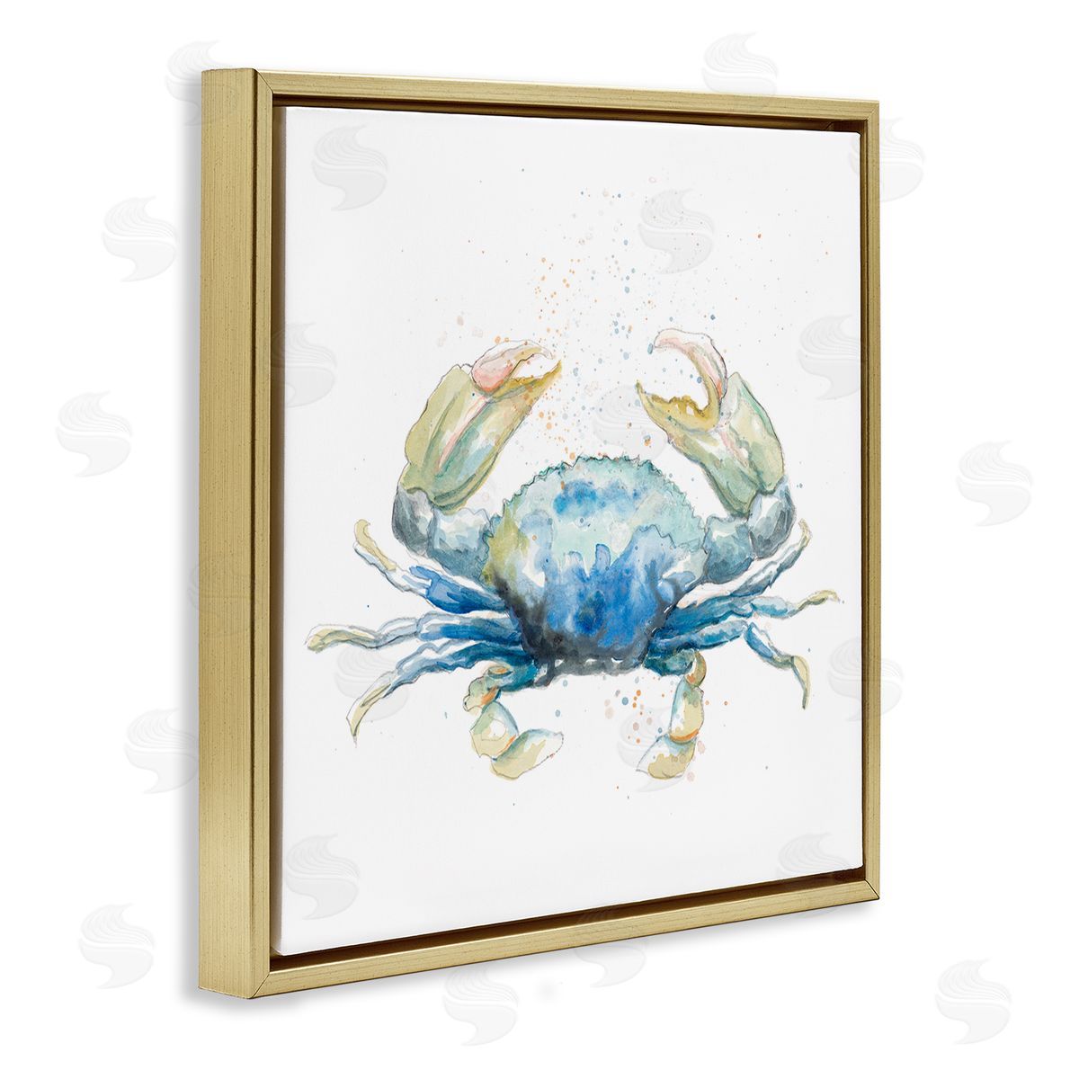 Modern Speckled Crab Gold Floating Frame Canvas Wall Art, Home Decor by Patricia Pinto