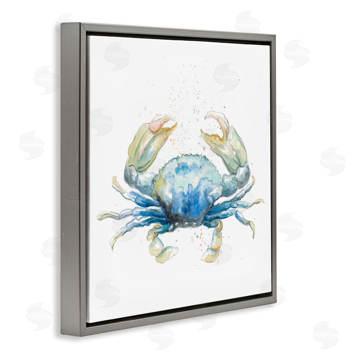 Modern Speckled Crab Grey Floating Frame Canvas Wall Art, Home Decor by Patricia Pinto