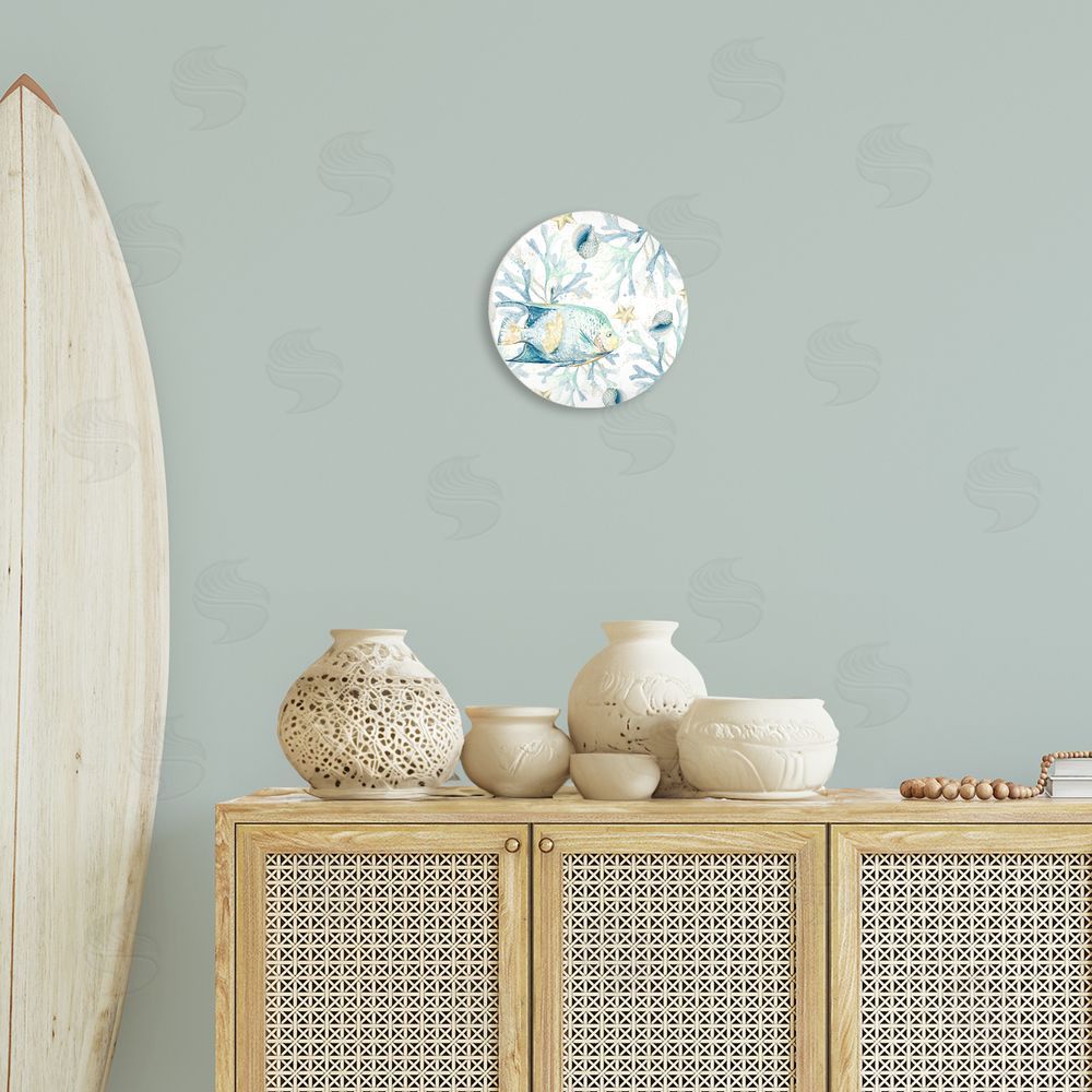 Patricia Pinto Fish Among Coral Round Wall Plaque Art Print in Room
