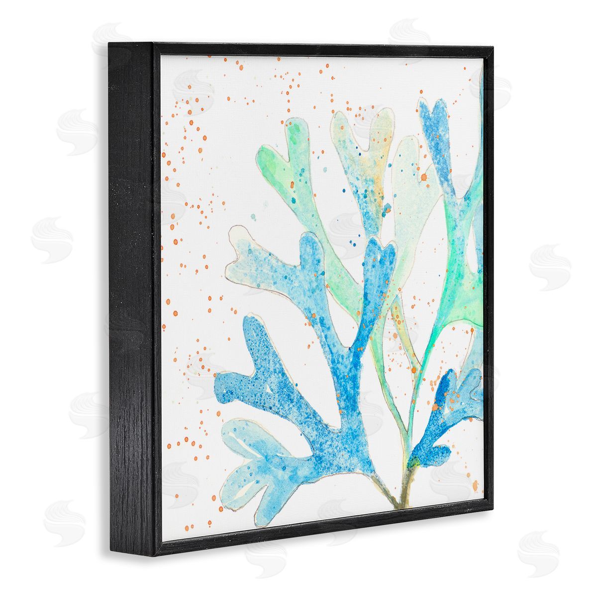 Modern Blue Coral Black Frame Print Wall Art, Home Decor by Patricia Pinto