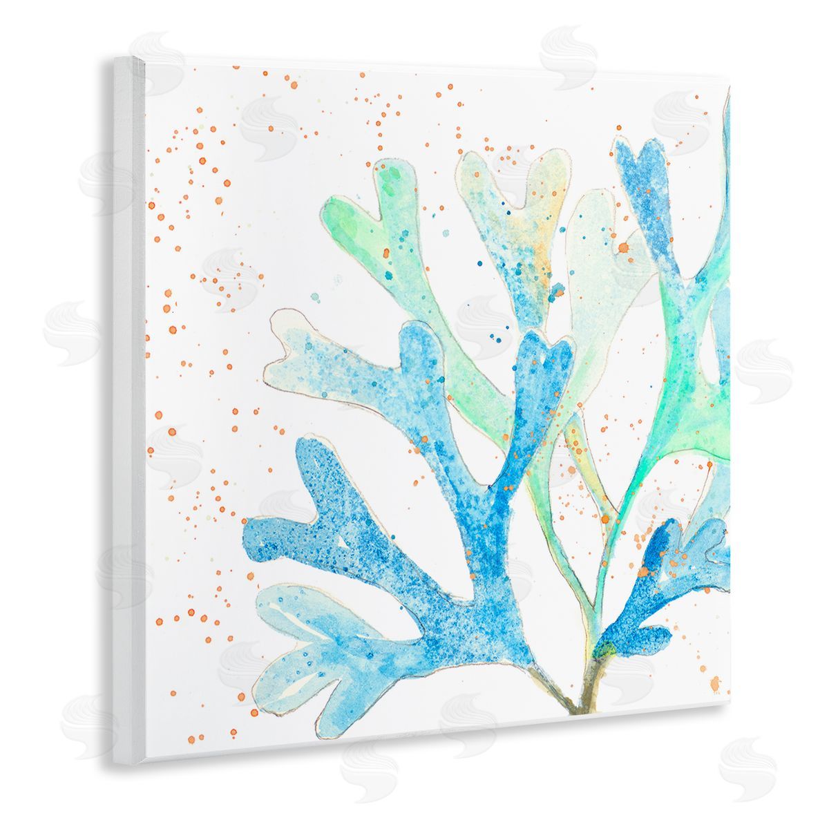 Modern Blue Coral Wood Plaque Wall Art, Home Decor by Patricia Pinto