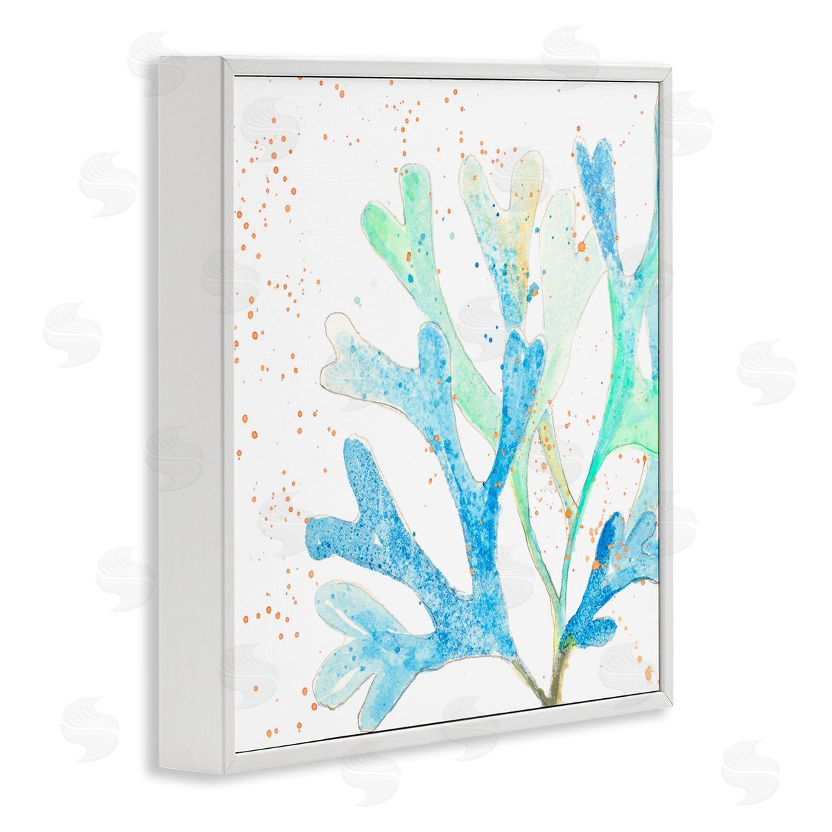Modern Blue Coral White Frame Print Wall Art, Home Decor by Patricia Pinto