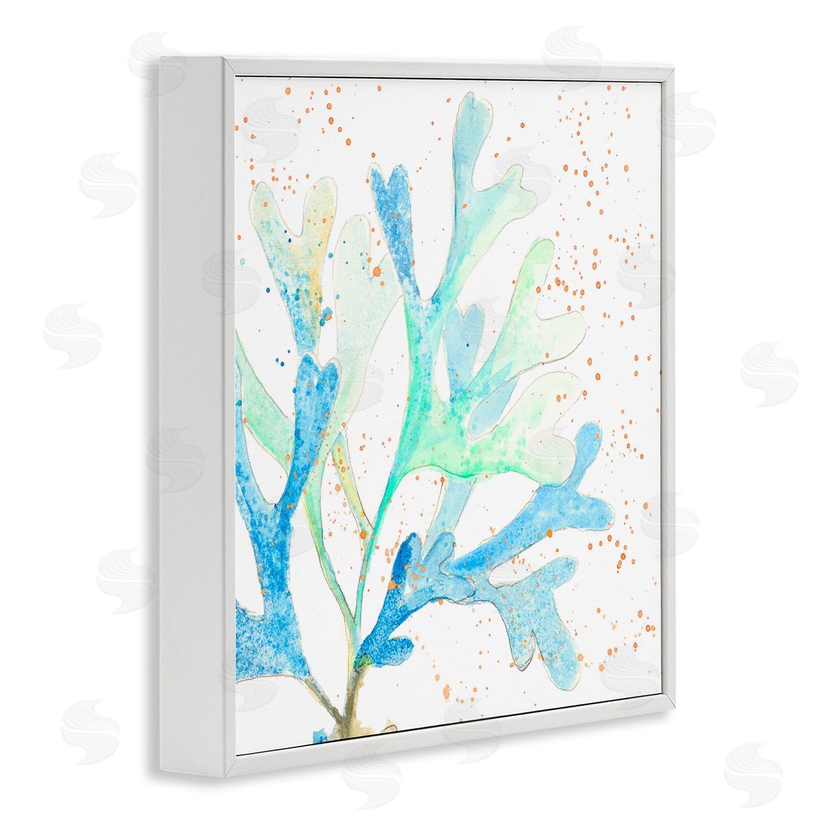 Speckled Modern Coral White Frame Print Wall Art, Home Decor by Patricia Pinto