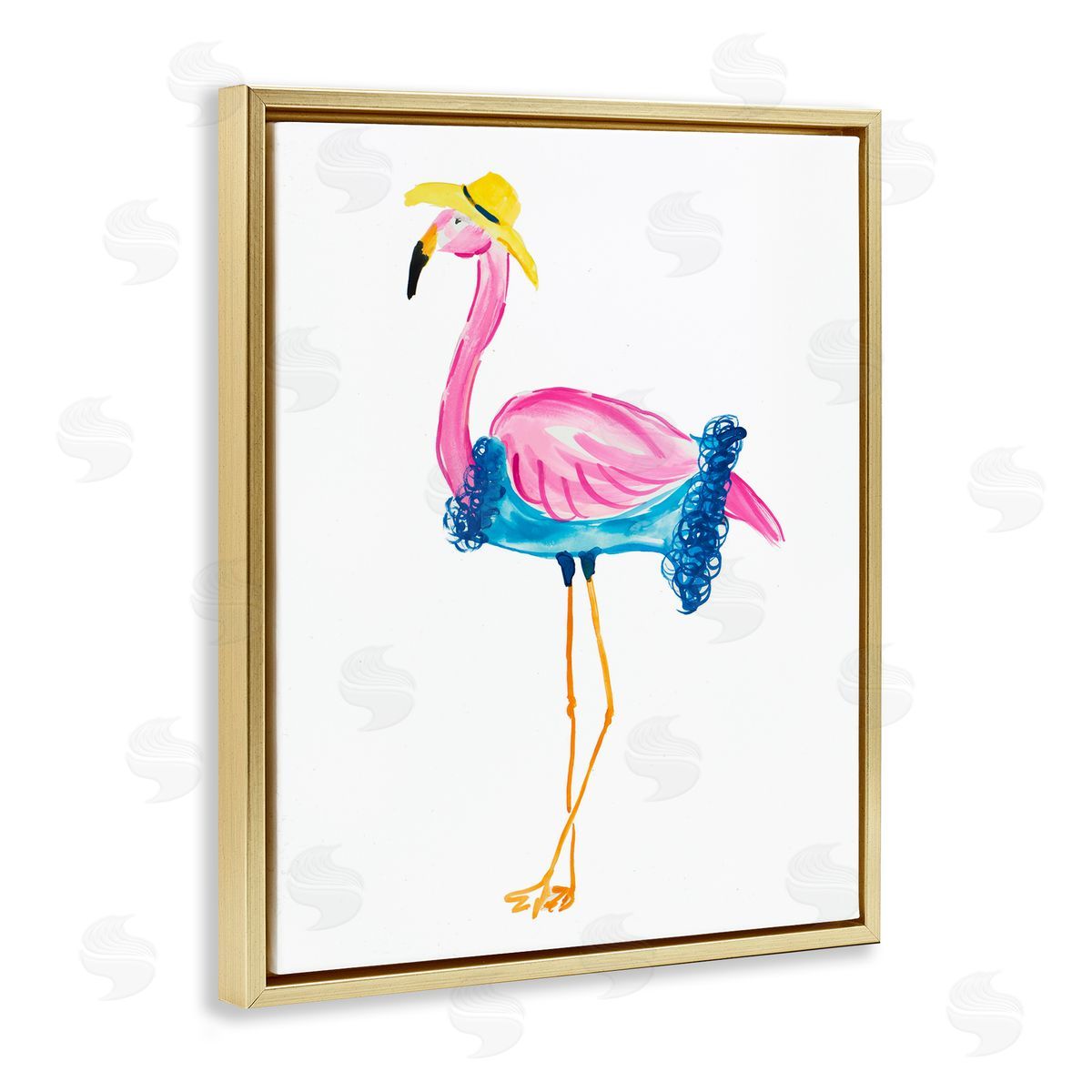Glamorous Beach Flamingo Gold Floating Frame Canvas Wall Art, Home Decor by Julie DeRice