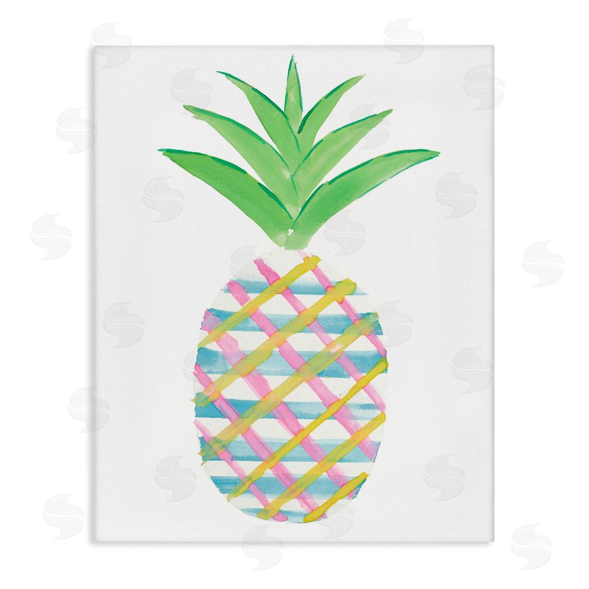 Plaid Pineapple Fruit Canvas Wall Art, Home Decor by Julie DeRice