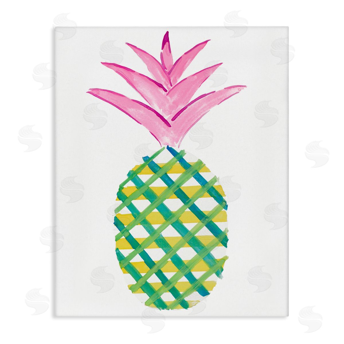 Tropical Plaid Pineapple Canvas Wall Art, Home Decor by Julie DeRice